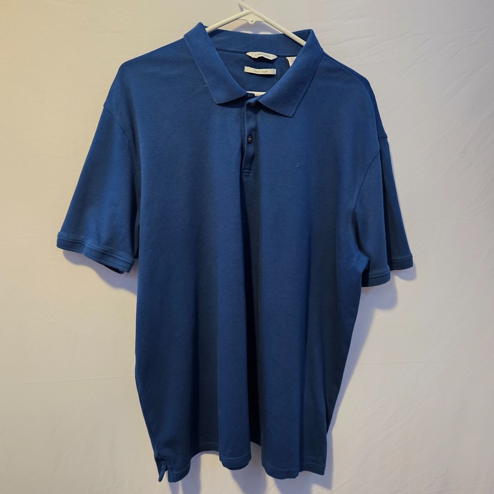 Calvin Klein Men's Lifestyle Soft Liquid Cotton Polo Shirts (Gravity, X-Large).